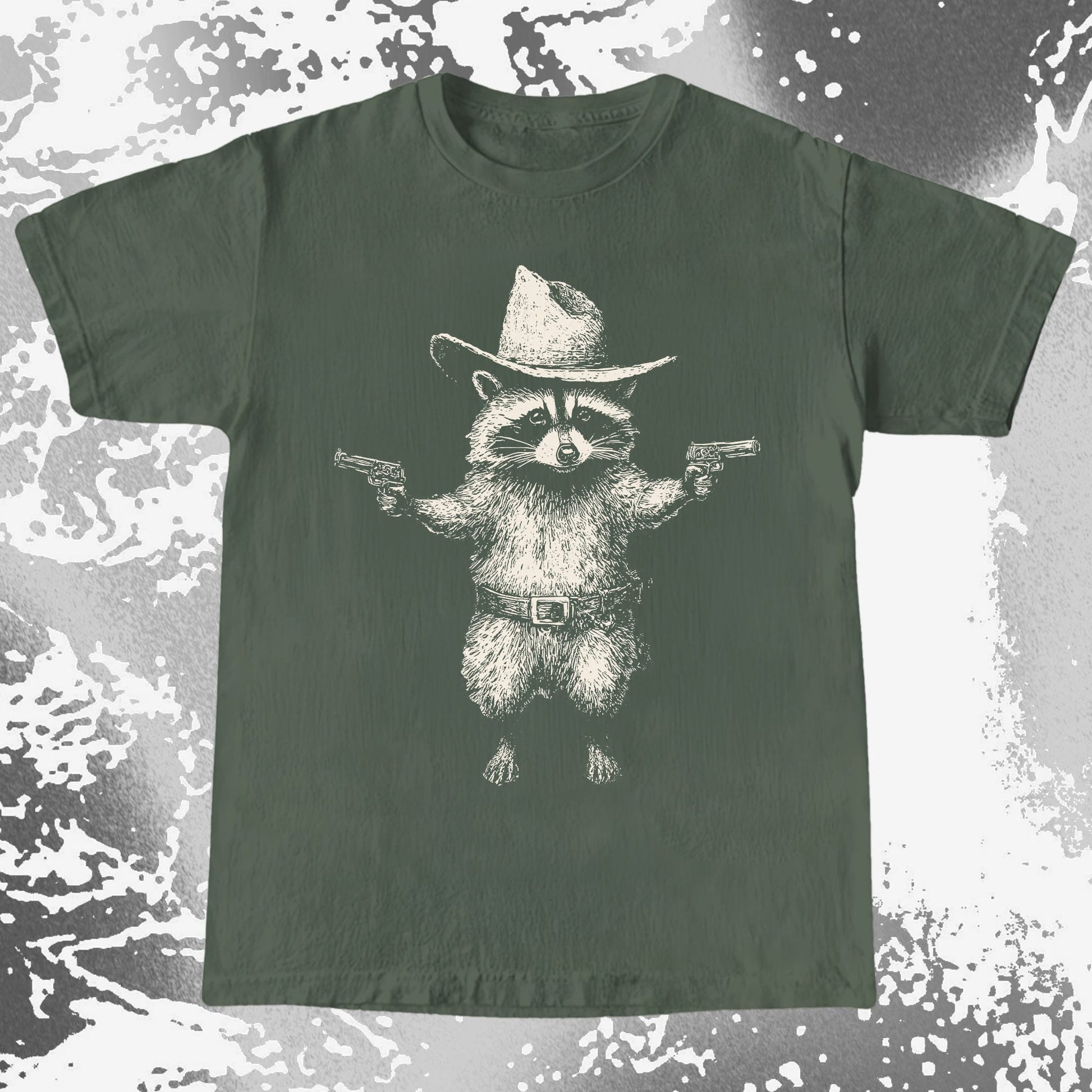 Cowboy Raccoon Dual Pistols, funny meme tee gift (view 4)