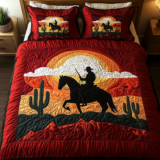 Cowboy Sunset 3-Piece Quilted Bedding Set - Single (59" x 70")