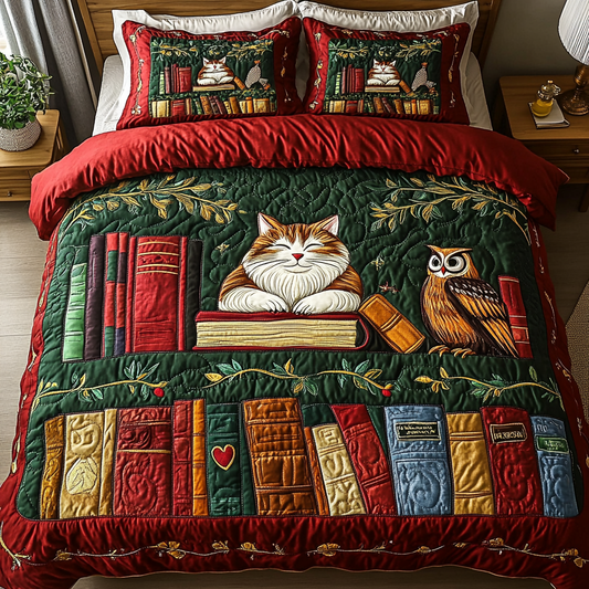 Cozy Book Nook 3-Piece Quilted Bedding Set - Single (59" x 70")
