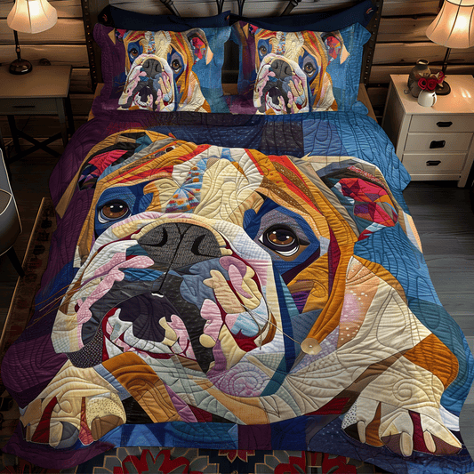 Cozy Bulldog Quilted Bedding Set - Single (59" x 70")