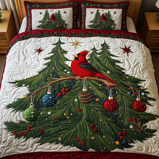 Cozy Cardinal 3-Piece Quilted Bedding Set - Single (59" x 70")