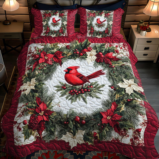 Cozy Cardinal Nest Quilted Bedding Set - Single (59" x 70")