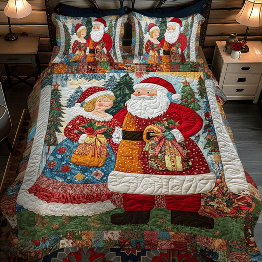 Cozy Christmas Santa 3-Piece Quilted Bedding Set - Single (59" x 70")