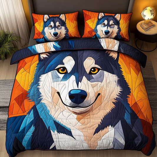 Cozy Husky 3-Piece Quilted Bedding Set - Single (59" x 70")
