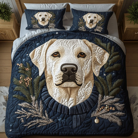 Cozy Labrador Paws 3-Piece Quilted Bedding Set - Single (59" x 70")