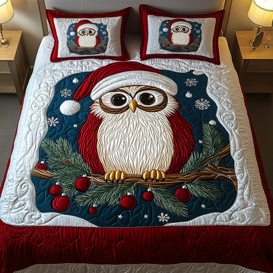 Cozy Owls 3-Piece Quilted Bedding Set - Single (59" x 70")