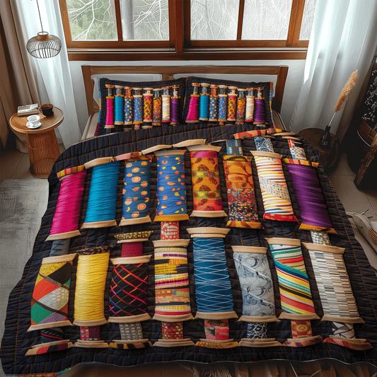 Crafty Spools 3-Piece Quilted Bedding Set - Single (59" x 70")
