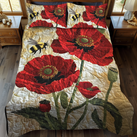 Crimson Serenade 3-Piece Quilted Bedding Set - Single (59" x 70")