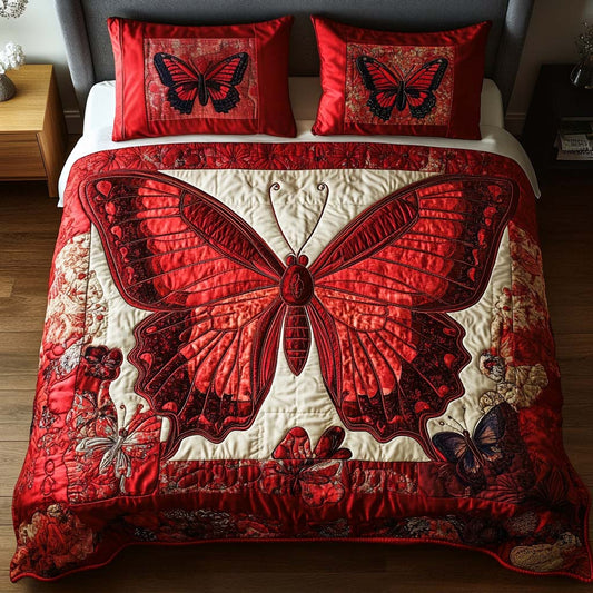 Crimson Beauty 3-Piece Quilted Bedding Set - Single (59" x 70")