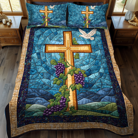 Cross of Courage 3-Piece Quilted Bedding Set - Single (59" x 70")