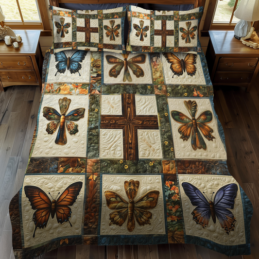 Cross of Hope 3-Piece Quilted Bedding Set - Single (59" x 70")