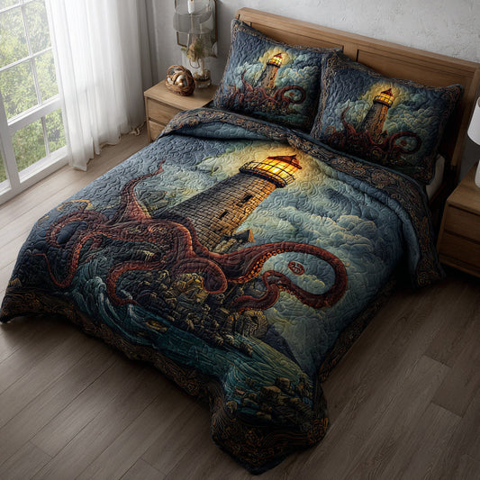 Cthulhu Lighthouse 3-Piece Quilted Bedding Set - Single (59" x 70")