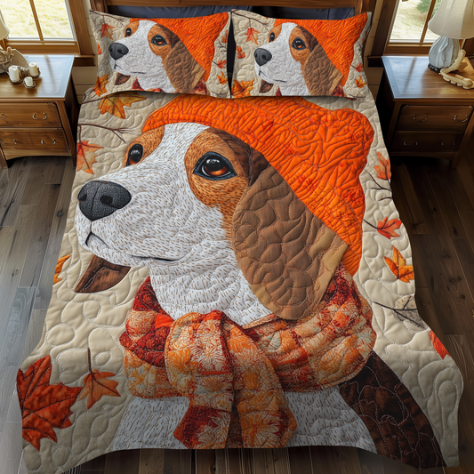 Cuddly Beagle 3-Piece Quilted Bedding Set - Single (59" x 70")