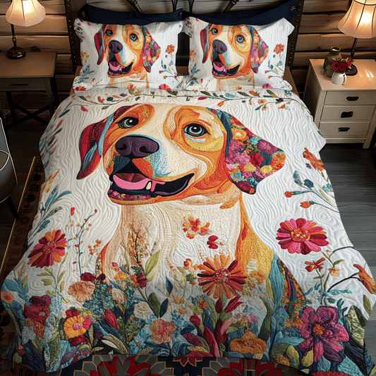 Cuddly Labrador 3-Piece Quilted Bedding Set - Single (59" x 70")
