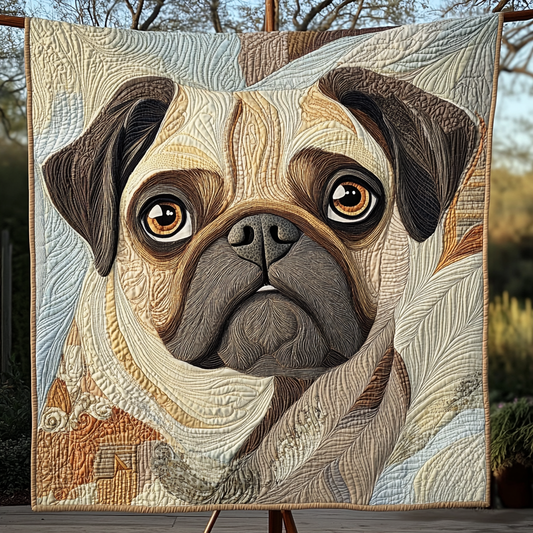 Cuddly Pug Portrait Quilted Blanket - Throw (55" x 60")