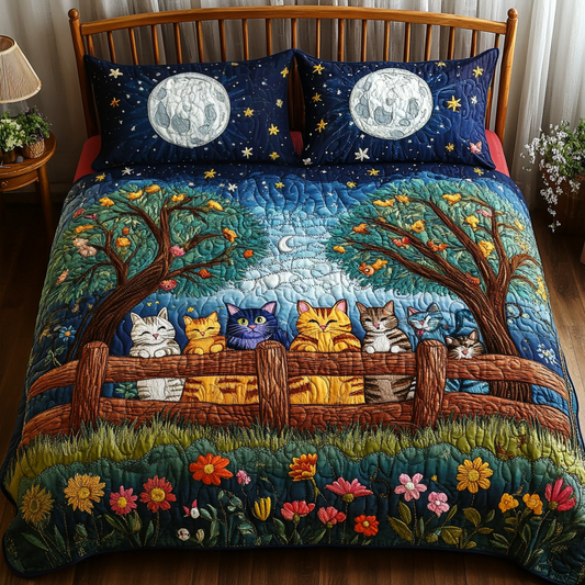 Curious Cat 3-Piece Quilted Bedding Set - Single (59" x 70")