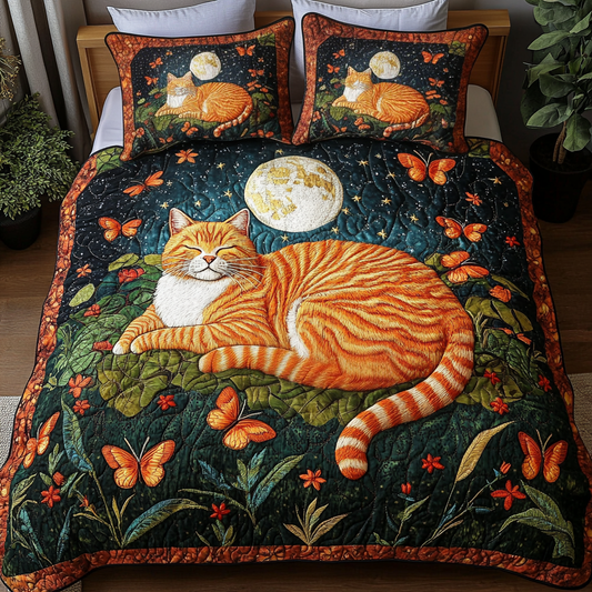 Curious Cat Chronicles 3-Piece Quilted Bedding Set - Single (59" x 70")
