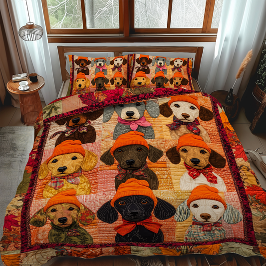Cute Dachshunds 3-Piece Quilted Bedding Set - Single (59" x 70")