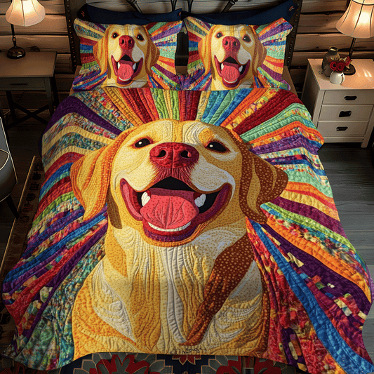 Cute Labrador Portraits 3-Piece Quilted Bedding Set - Single (59" x 70")