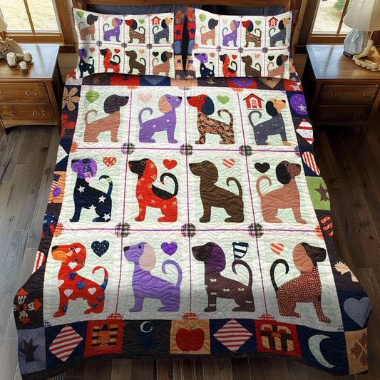 Dachshund Daydreams 3-Piece Quilted Bedding Set - Single (59" x 70")