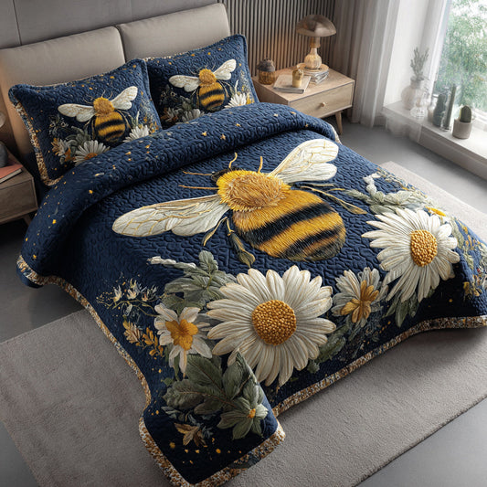 Dahlia Bee 3-Piece Quilted Bedding Set - Single (59" x 70")