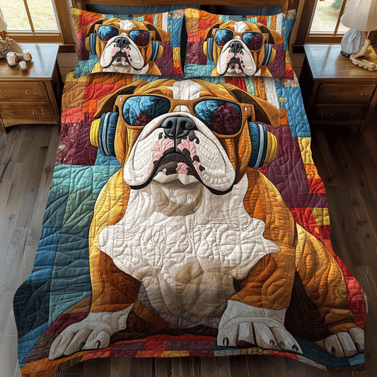 Dapper Bulldog Quilted Bedding Set - Single (59" x 70")