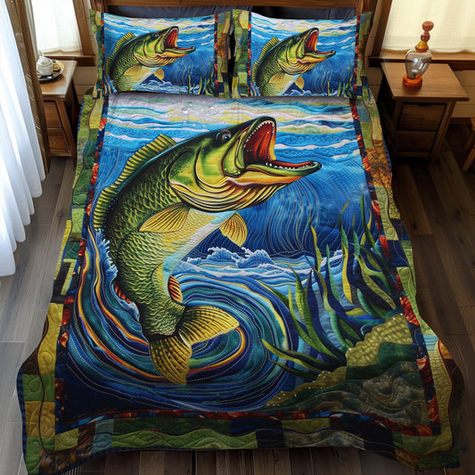 Deep Dive Bass 3-Piece Quilted Bedding Set - Single (59" x 70")