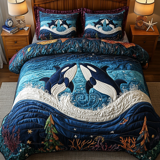 Deep Blue Force 3-Piece Quilted Bedding Set - Single (59" x 70")