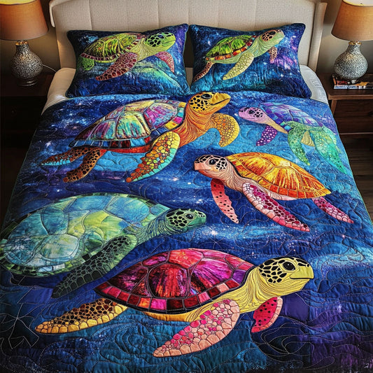 Deep Blue Serenity 3-Piece Quilted Bedding Set - Single (59" x 70")