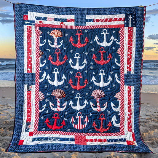 Deep Sea Anchors Quilted Blanket - Throw (55" x 60")