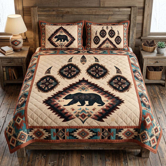 Desert Bear Paw 3-Piece Quilted Bedding Set - Single (59" x 70")