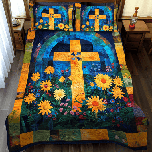 Divine Floral 3-Piece Quilted Bedding Set - Single (59" x 70")