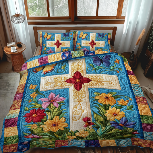 Divine Cross 3-Piece Quilted Bedding Set - Single (59" x 70")
