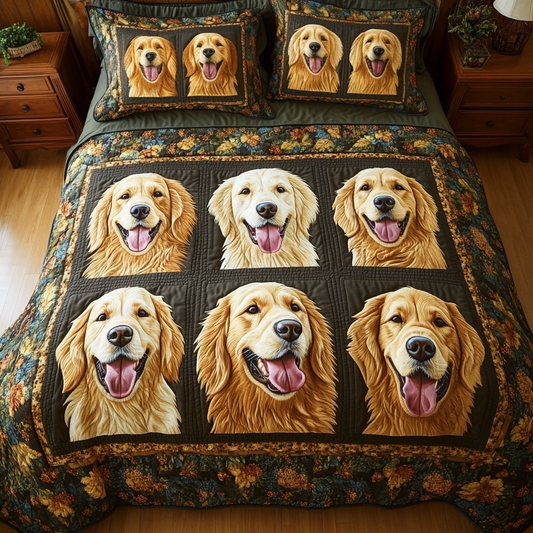 Dog Blocks 3-Piece Quilted Bedding Set - Single (59" x 70")