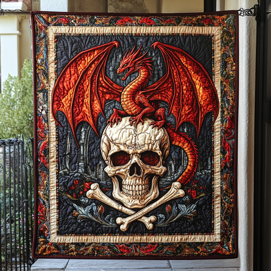 Dragon Skull Throne Quilted Blanket - Throw (55" x 60")