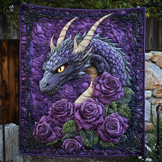 Dragon Violet Quilted Blanket - Throw (55" x 60")
