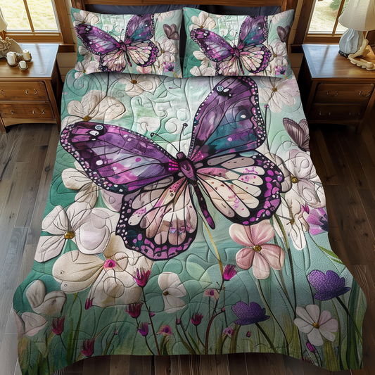 Dreamy Butterflies 3-Piece Quilted Bedding Set - Single (59" x 70")