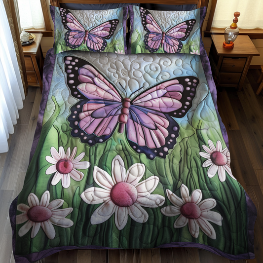 Dreamy Butterflies 3-Piece Quilted Bedding Set - Single (59" x 70")