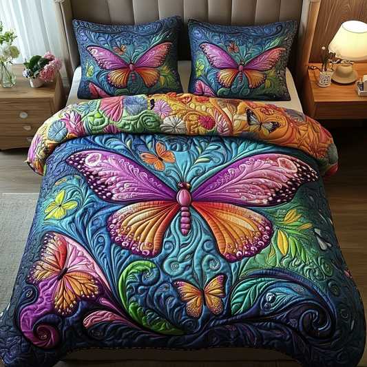 Dreamy Flutter 3-Piece Quilted Bedding Set - Single (59" x 70")