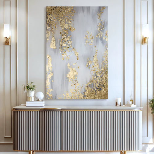 Golden Leaves Falling Abstract Wall Art
