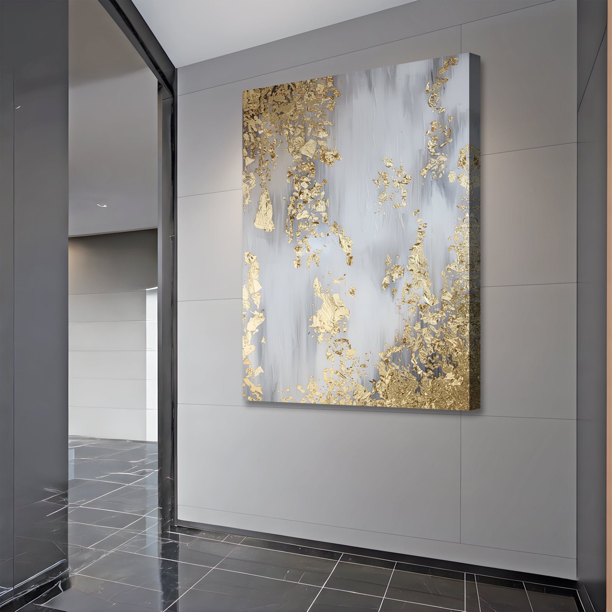 Golden Leaves Falling Abstract Wall Art