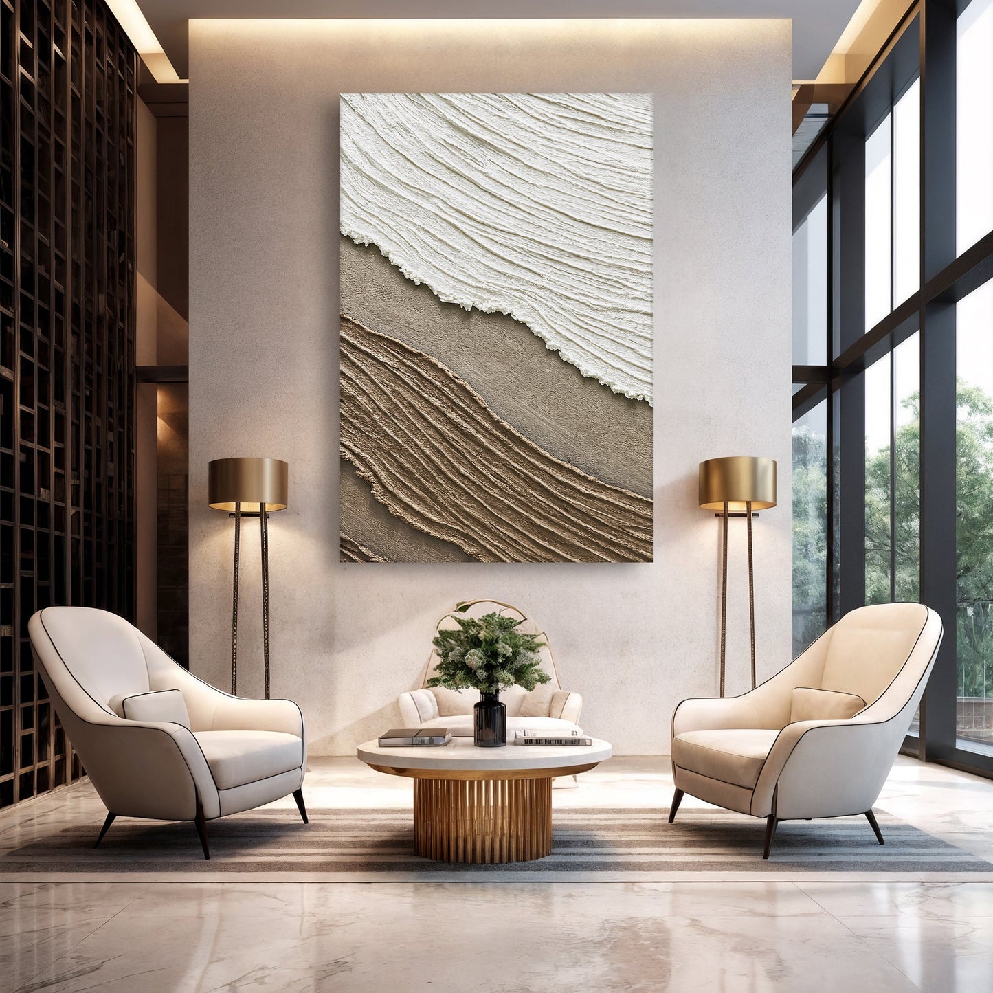 Neutral Waves Abstract Wall Art II