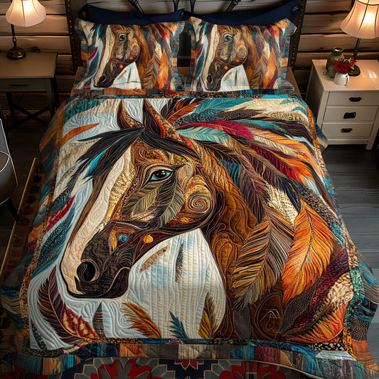 Elegant Horse Running 3-Piece Quilted Bedding Set - Single (59" x 70")