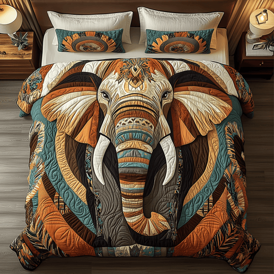 Elephant Essence 3-Piece Quilted Bedding Set - Single (59" x 70")