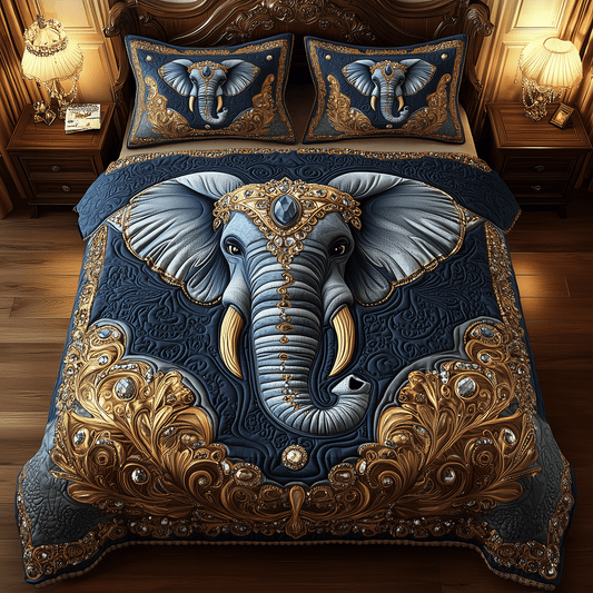 Elephant Heritage 3-Piece Quilted Bedding Set - Single (59" x 70")