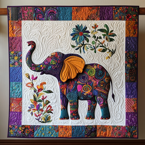 Elephant Jubilee Quilted Blanket - Throw (55" x 60")
