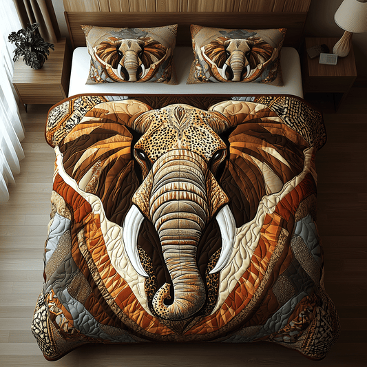 Elephant Parade 3-Piece Quilted Bedding Set - Single (59" x 70")
