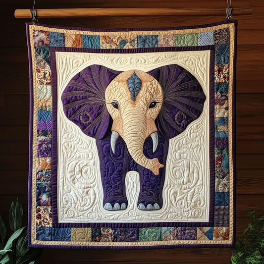 Elephant Patch Parade Quilted Blanket - Throw (55" x 60")