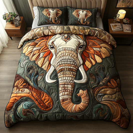 Elephant Dream 3-Piece Quilted Bedding Set - Single (59" x 70")