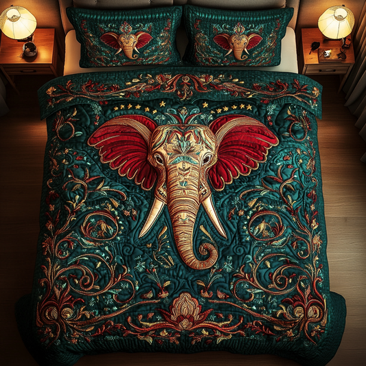 Elephant Majesty 3-Piece Quilted Bedding Set - Single (59" x 70")